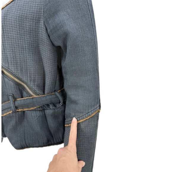 Free People Double Cloth Twill Wrap Jacket In Navy Sz XS - Picture 13 of 13